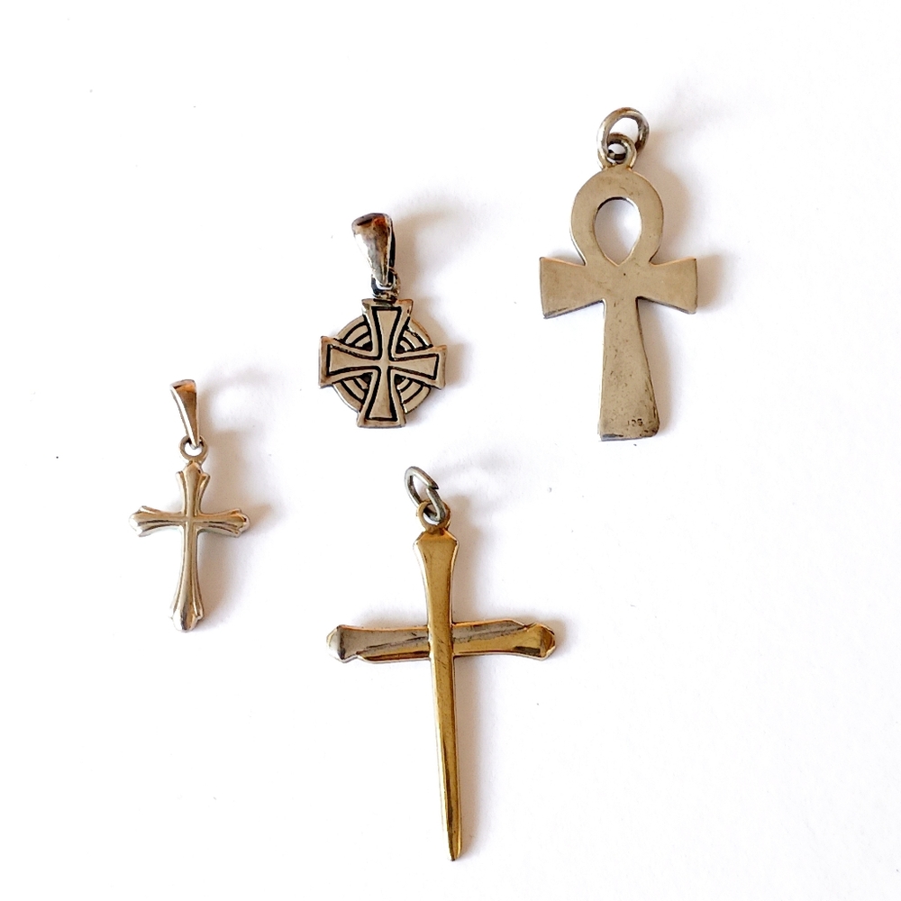 Lot of 4 sterling silver .925 crosses